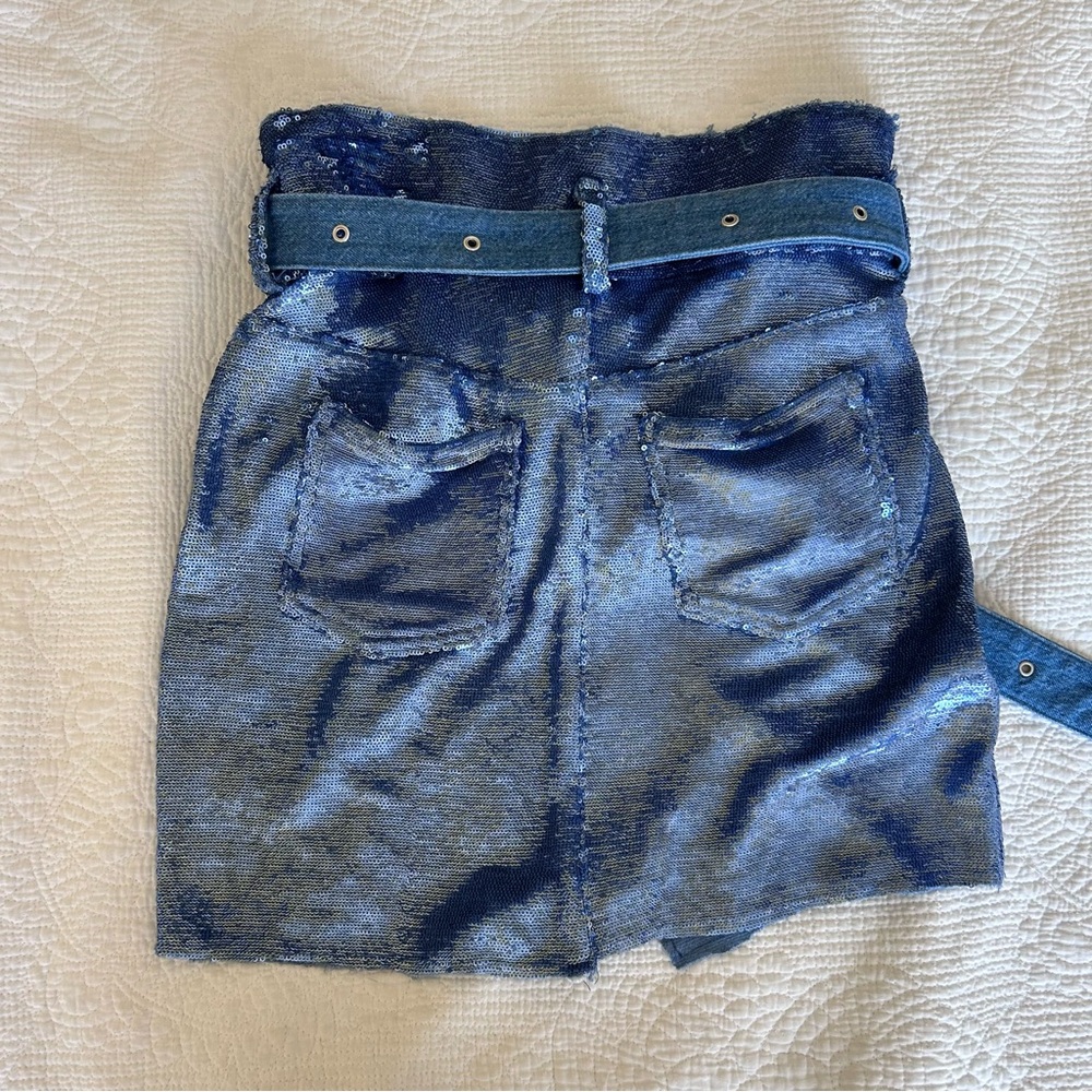 IRO Natou Blue Denim Sequin Skirt - Picture 3 of 8